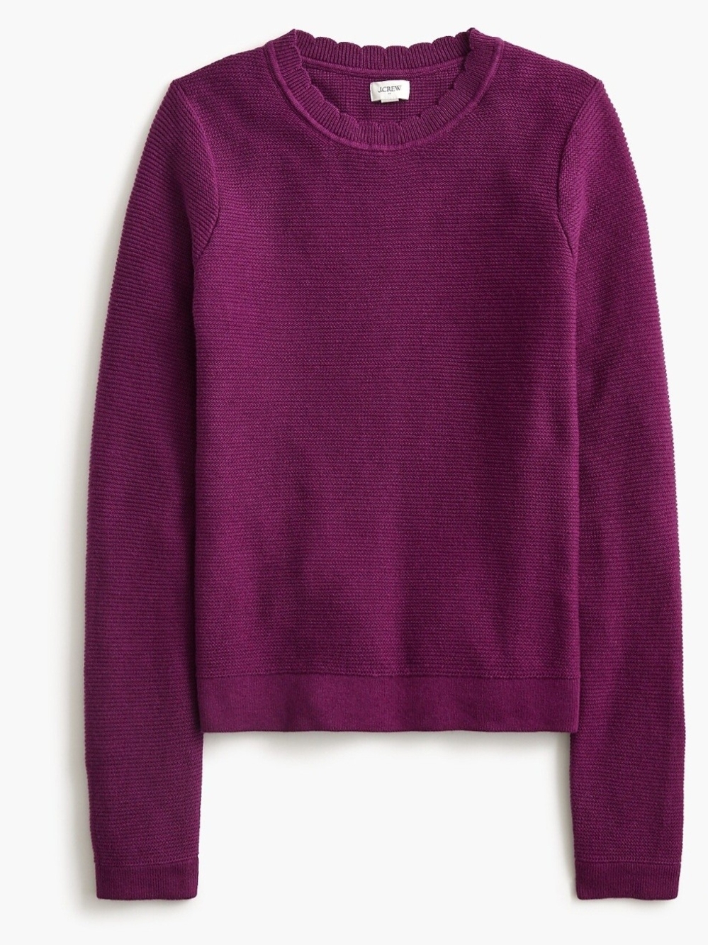J.Crew Factory Scalloped Crewneck Sweater Burgundy Size L NWT
